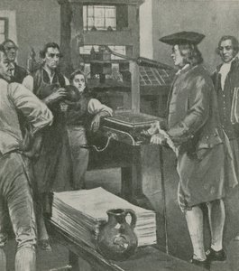 本杰明富兰克林在伦敦打电话给他的老主人印刷作品 作者 英语学校