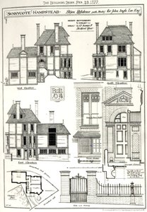 Bijou Residence Sunnycote，Hampstead，（带工作室）John Ingle Lee Esq，来自The Building News，1877年2月23日新闻，1877年2月23日 作者 英语学校