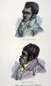 比尔-里士满和汤姆-莫利纽克斯，1812年出版的印刷品（彩色平印）。 作者 英语学校