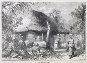 黑人居住地，出自塞缪尔-哈扎德的《圣多明各的过去和现在》，1873年出版（雕刻）。 作者 英语学校