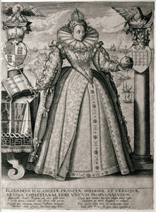 庆祝女王伊丽莎白的书籍正面是1596年的幸福和繁荣的统治 作者 英语学校