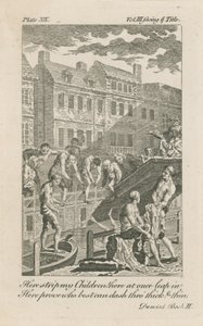 1728年，由Bridewell Bridge在Fleet Ditch沐浴的男孩们 作者 英语学校