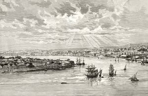 澳大利亚布里斯班港，1880年，来自霍华德威洛比的“澳大利亚图片”，由伦敦宗教学会出版，1886年 作者 英语学校