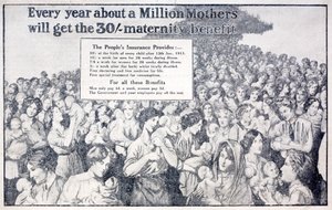 British card promoting maternity benefit paid for by National Insurance introduced by Liberal Chancellor of the Exchequer David Lloyd George (litho) 作者 英语学校