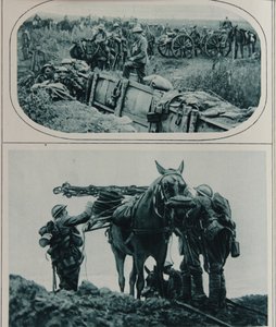 英国枪手与驮马，佛兰德斯，1917年8月 作者 英语学校