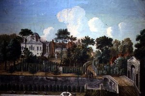 奇斯威克的伯灵顿宫，由威廉-肯特（1685-1748）设计，1725-36（彩色版画）。 作者 英语学校