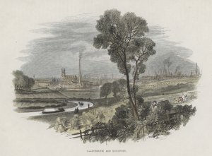 Burslem 和 Longport，斯塔福德郡（彩色雕刻） 作者 英语学校