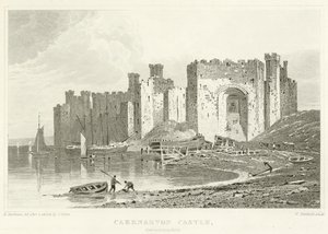卡纳文郡卡纳文城堡（雕刻）（Caernarvon Castle, Caernarvonshire）。 作者 英语学校