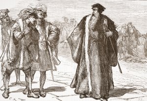 Calvin在罗纳桥上被Libertines侮辱，James Aitken Wylie（1808-1890），酒吧的新教历史插图。 1878年 作者 英语学校