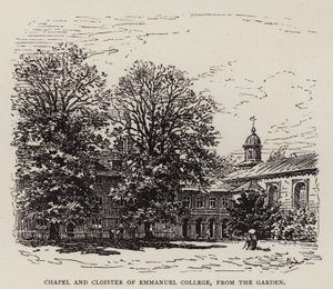 Cambridge: Chapel and Cloister of Emmanuel College, from the Garden (etching) 作者 英语学校