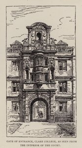 Cambridge: Gate of Entrance, Clare College, as seen from the Interior of the Court (etching) 作者 英语学校