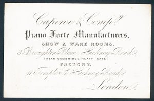 Caperoe＆Company，钢琴强力制造商，贸易卡 作者 英语学校