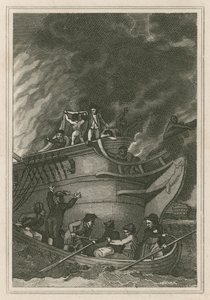 乔治-法默上尉在1779年10月6日行动中的英勇表现（雕刻）。 作者 英语学校
