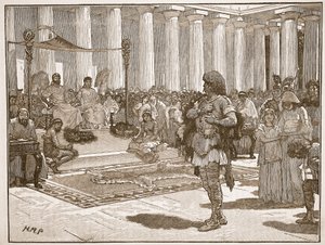 Claudius之前的Caractacus，来自Cassells Illustrated History of England的插图（棕褐色照片） 作者 English School