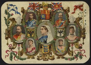 卡片庆祝1887年女王Victorias Jubilee 作者 英语学校