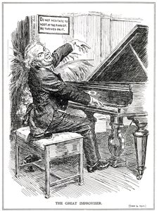 卡通讽刺LLoyd George作为即兴创作者的伟大即兴者或领导者，1920年6月 作者 英语学校