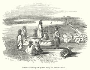 装有准备上船的雕塑的箱子（雕刻） 作者 英语学校