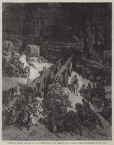 "用于建造圣殿的黎巴嫩雪松，古斯塔夫-多雷的《圣经》插图之一（雕刻）。 作者 英语学校