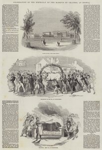 Chandos 侯爵诞辰纪念日，在 Stowe（雕刻） 作者 英语学校