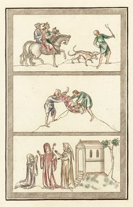 Cenelm，麦西亚国王，狩猎，谋杀国王、修道院院长、修女和隐士（彩色雕刻） 作者 英语学校