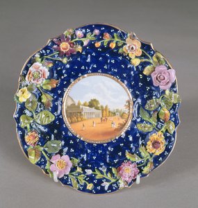 Chamberlains伍斯特板块镶嵌花朵，可欣赏蒙彼利埃泵房，切尔滕纳姆，1820年（陶瓷） 作者 英语学校