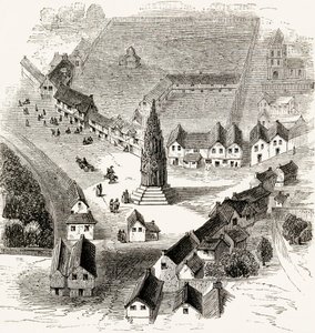 查林十字街，伦敦，16世纪，1865年（木版画） 作者 英语学校