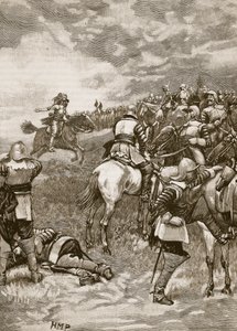 查尔斯在纳斯比战役中的插图，来自卡塞尔斯画报英国历史（棕褐色照片） 作者 英语学校