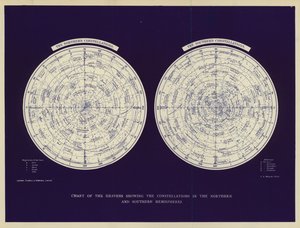 显示南北半球星座的天体图（彩色印刷版） 作者 英语学校