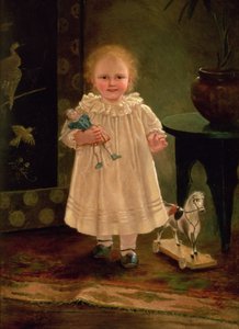 有玩偶和玩具马的孩子，c.1840 作者 英语学校