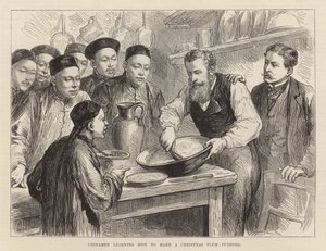 学习制作圣诞李子布丁的中国人（雕刻） 作者 英语学校