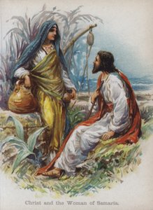基督和撒玛利亚的女人 (chromolitho) 作者 英语学校