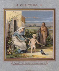 Christmas card: Jesus playing with a dove, watched over by his parents (chromolitho) 作者 英语学校