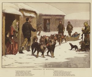 马尼托巴省的圣诞节（chromolitho）。 作者 英语学校