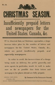 1890年12月9日邮政总局指挥的圣诞邮资通知