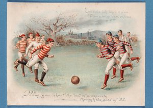 足球比赛的圣诞节明信片，1892年 作者 英语学校