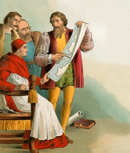 克里斯托弗·哥伦布向背叛他的葡萄牙人展示他的计划 作者 英语学校