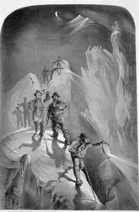 夜幕降临，从勃朗峰的最后一次攀登，包括峰会的五个观点，由JDH Browne，1853年出版 作者 English School