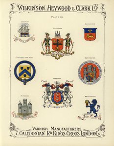 英国城镇的盾形纹章(chromolitho) 作者 英语学校