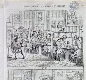 1763年的咖啡厅，来自伦敦咖啡馆过去和现在（彩色雕刻） 作者 英语学校