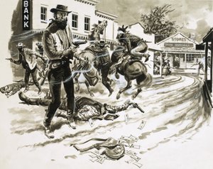 Cole Younger，杰西詹姆斯冈的成员，在枪战中 作者 英语学校