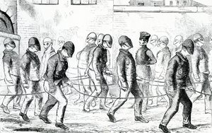 1862年亨利·梅休和约翰·宾尼的“伦敦刑事监狱与监狱生活场景”在Pentonville监狱中行使罪犯 作者 英语学校