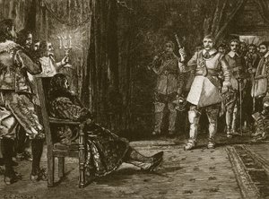 Cornet Joyces采访了Charles，来自Cassells Illustrated History of England的插图（棕褐色照片） 作者 英语学校