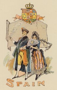 身着西班牙服饰的夫妇（彩色石版印刷） 作者 英语学校