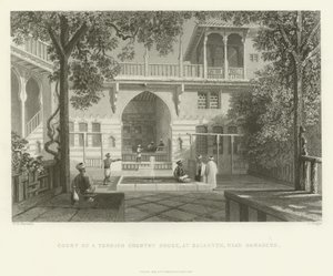 土耳其乡间别墅的法院，萨拉赫，大马士革附近，1837年 作者 英语学校