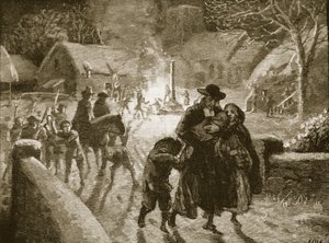 Covenanters驱逐一位圣公会神职人员，插图来自Cassells Illustrated History of England（sepia photo） 作者 英语学校