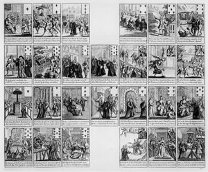 与安妮女王统治时期的场景卡片，1704年 作者 英语学校