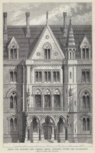 Design for Proposed New Foreign Office, Entrance within the Quadrangle (engraving) 作者 英语学校