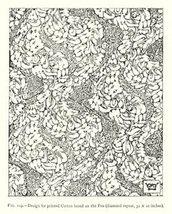 基于《豌豆》的印花棉布设计，钻石重复，30×21英寸（雕刻）。 作者 英语学校