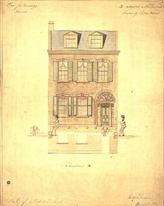 Haymarket小剧院的设计，约1800年（纸上水彩）。 作者 英语学校
