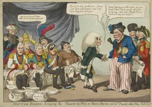 Boney 博士_将力量带到 Pot，或者 John Bull 和他的朋友们相当害羞，酒吧。 1808（手工彩色雕刻） 作者 英语学校